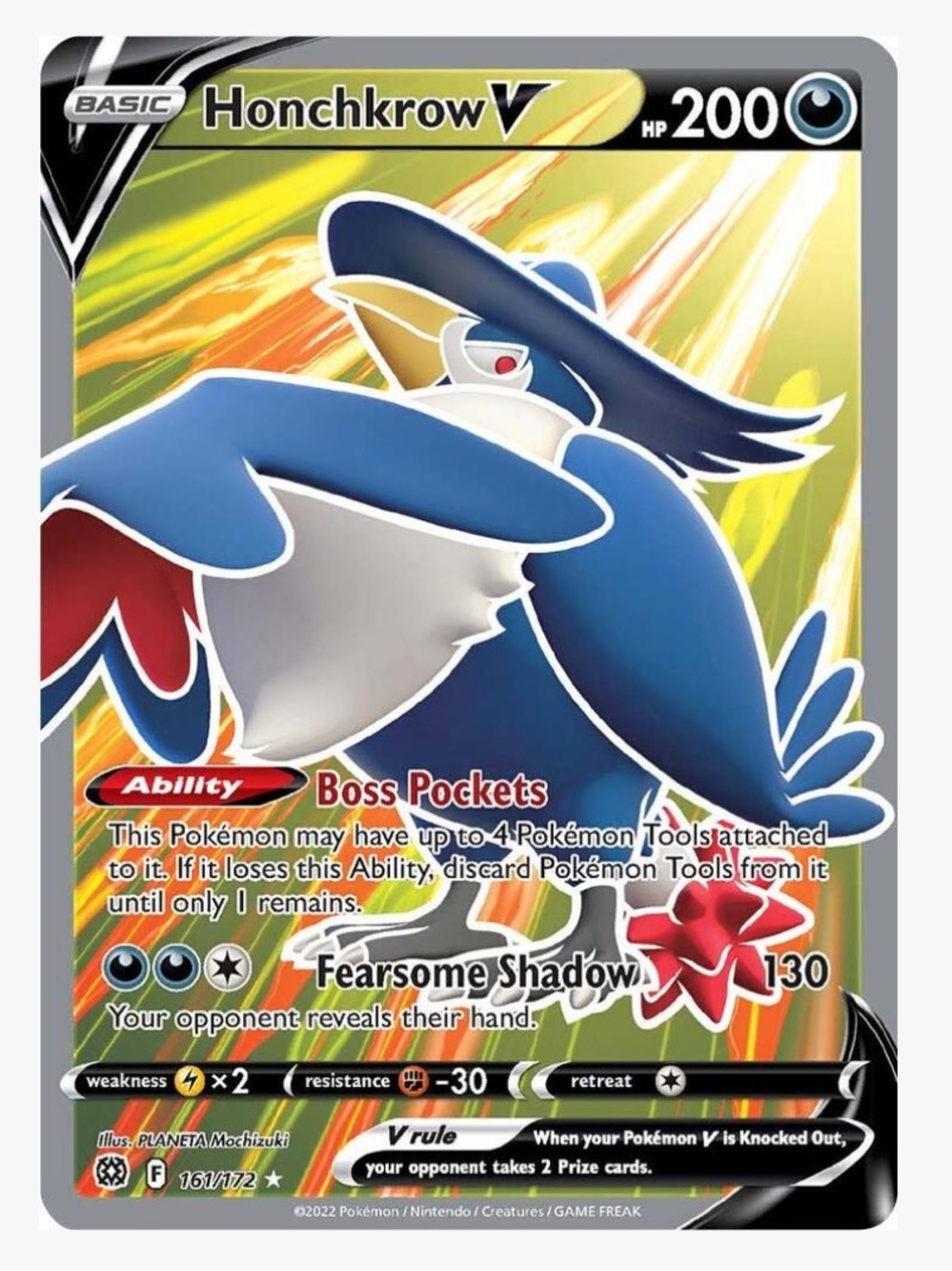 Honchkrow V (Full Art) SWSH09: Brilliant Stars Pokemon Trading Card